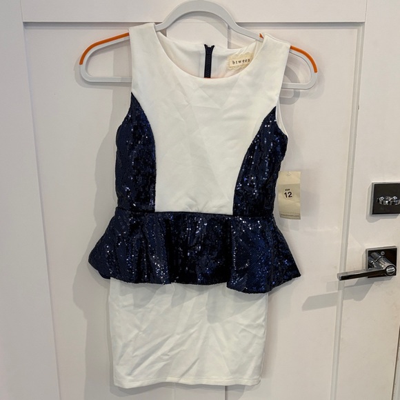 btween Other - btween White and Navy Sequin Formal Dress
